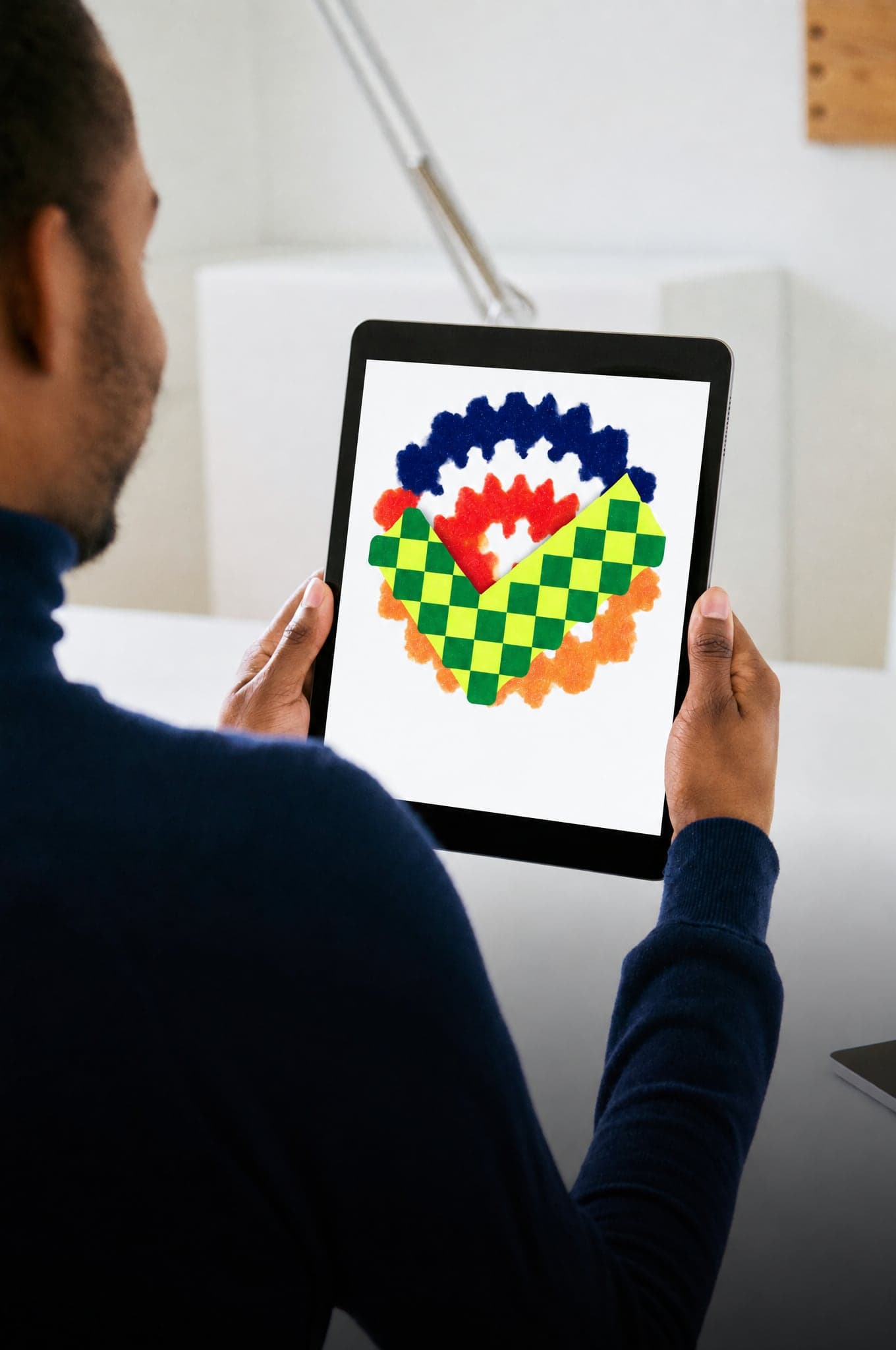 A client approving delivered design work on a tablet
